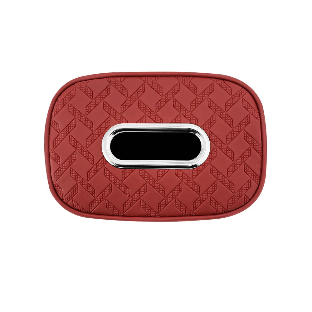 Car Tissue Box Holder Nappa Leather Car Center Console Armrest Napkin Box Sun Visor Backseat Tissue Case with Fix Strap