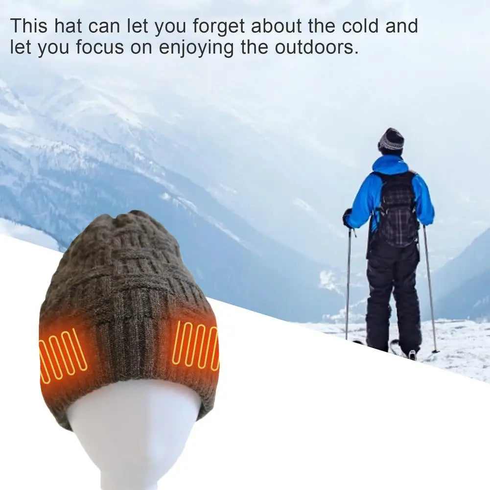 2020 New Washable Heated Hat Battery Heated Beanie Hat Electric Rechargeable Warm Winter Heated Fleece