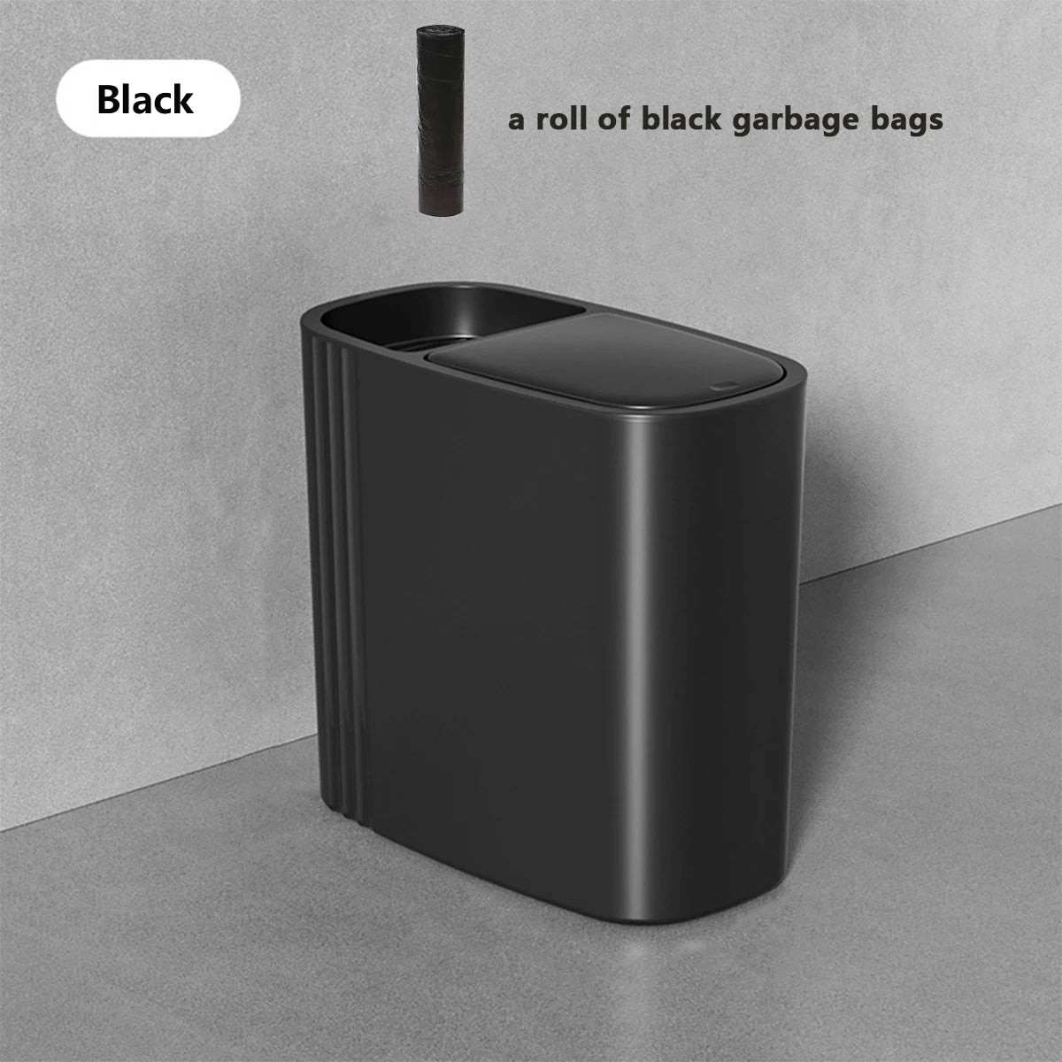 Large Capacity Bathroom Trash Can with Lid Odor-Sealing Oval Plastic Garbage Can for Kitchen, Bathroom, Bedroom, Living Room