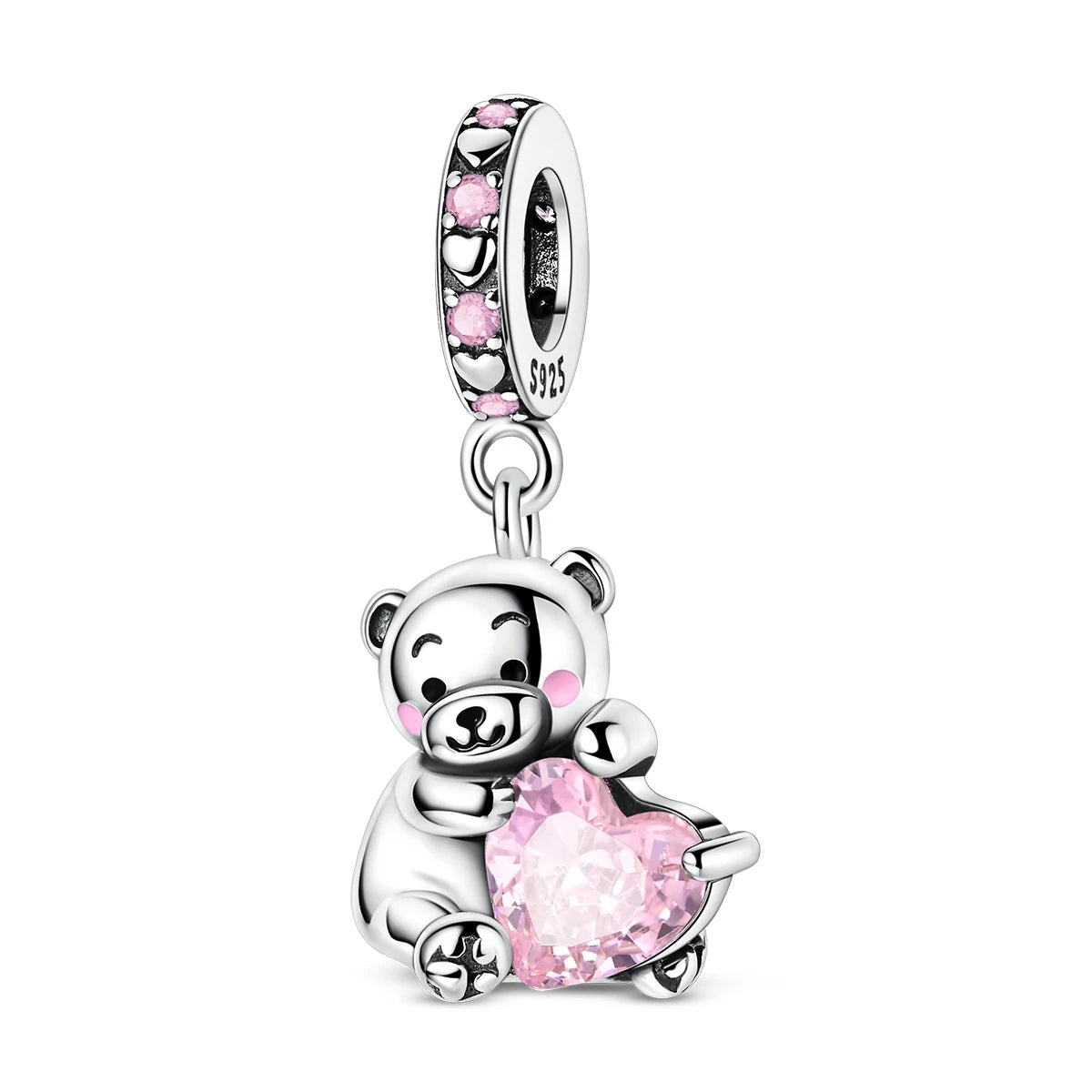 925 Sterling Silver Pink Charms Beads Butterfly Perfume Bottle Crown Heart Shaped Zircon Charms for Women Fine DIY Jewelry Gifts