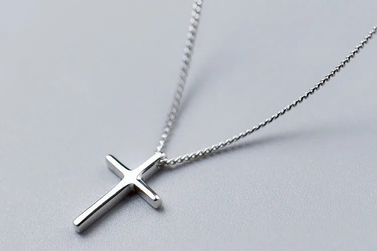 REETI 925 Sterling Silver Cross Korean Simple Temperament Jewelry Female Wild Accessories Pendant Necklace