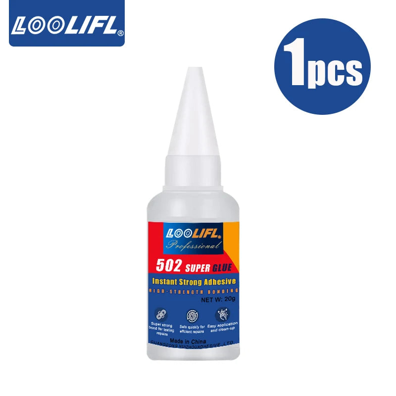 LOOLIFL Professional 502 Fast Glue Waterproof Universal Repair Adhesive Food Safe CA Glue for Plastic Wood Metal Ceramics Glass