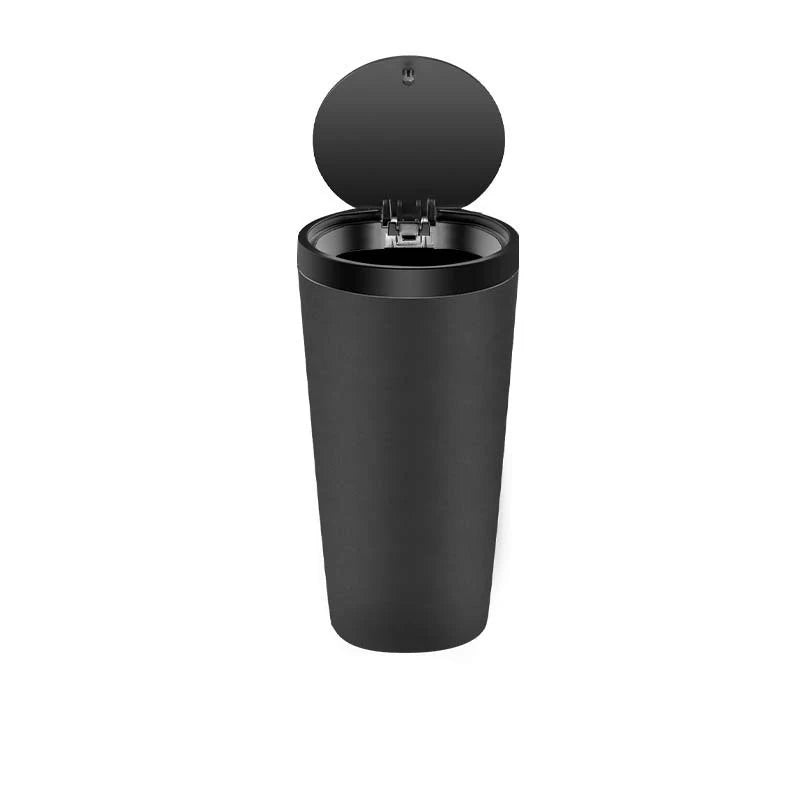 Compact Leakproof Mini Car Trash Can with Easy-Press Pop-Up Lid Durable Odor-Blocking Waterproof ABS Bin for Cup Holders Storage