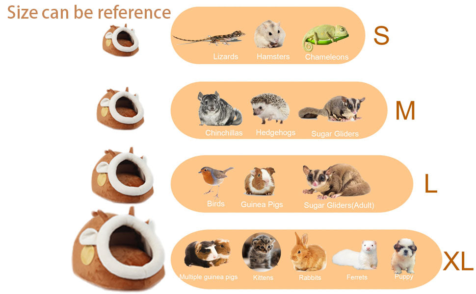 Guinea Pig Bed Hamster Soft Hideout House Small Pet Animals Warm Nest Cage for Bunny Rabbit Sugar Glider Chinchilla Hedgehog