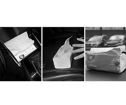 Car Tissue Box Holder Nappa  Leather Car Center Console Armrest Napkin Box Sun Visor Backseat Tissue Case with Fix Strap