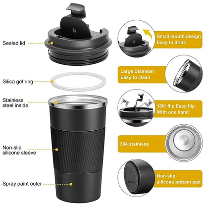 304 Stainless 500ml Steel Vacuum Insulated Water Bottle Anti Slip Coffee Mug Thermal Mug Portable Bottle Office Gift Set