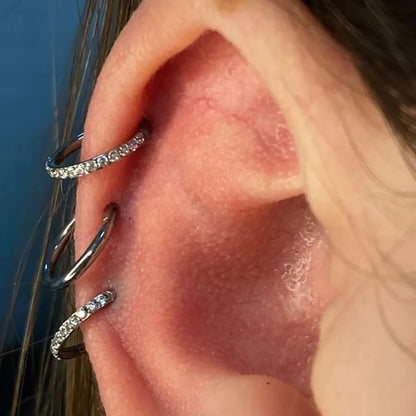 Right Grand G23 Titanium Side Prong Set Half Circle Cubic Zircon Nose Cilcker Conch Piercing 6/8/10/11/12mm Hoops