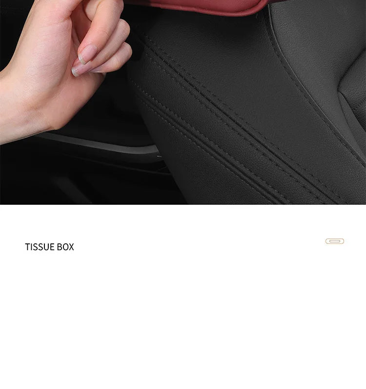 Car Tissue Box Holder Nappa  Leather Car Center Console Armrest Napkin Box Sun Visor Backseat Tissue Case with Fix Strap