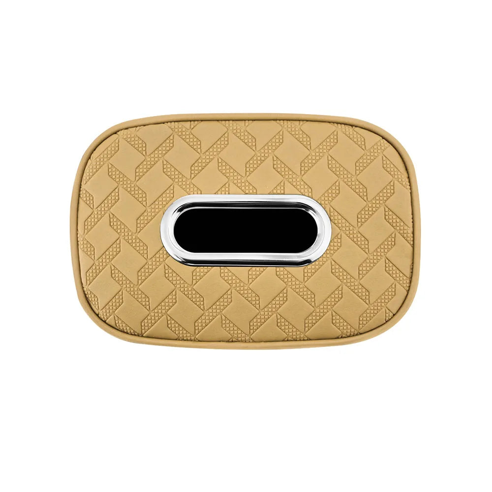 Car Tissue Box Holder Nappa  Leather Car Center Console Armrest Napkin Box Sun Visor Backseat Tissue Case with Fix Strap