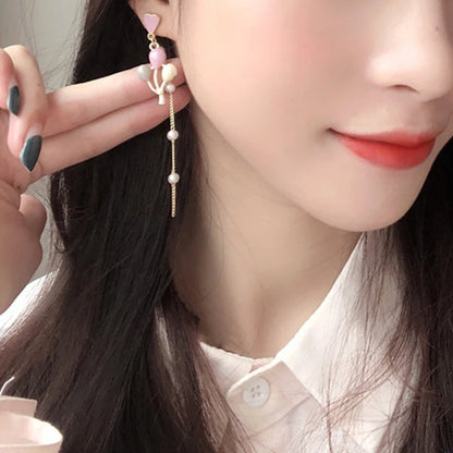 Korean Style Flower Cute Animal Dangle Earrings For Women Moon Stars Kitten Rabbit Balloon Asymmetric Earring Party Jewelry Gift