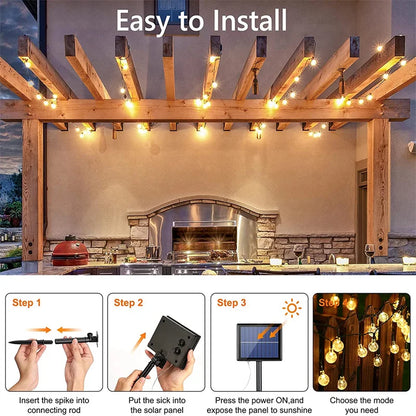 1/2/4PCS Solar String Lights Outdoor 60 Led Crystal Globe Lights with 8 Modes Waterproof Solar Powered Patio Light for Garden