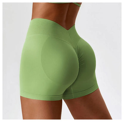 Women's High Waist Yoga Shorts Seamless Butt Lifting Fitness Pants Elastic Tummy Control Solid Outdoor Running Sports Leggings