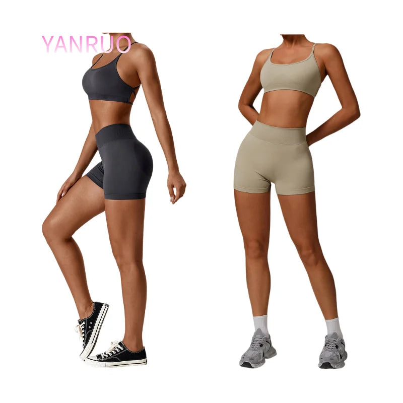 Women's High Waist Yoga Shorts Seamless Butt Lifting Fitness Pants Elastic Tummy Control Solid Outdoor Running Sports Leggings