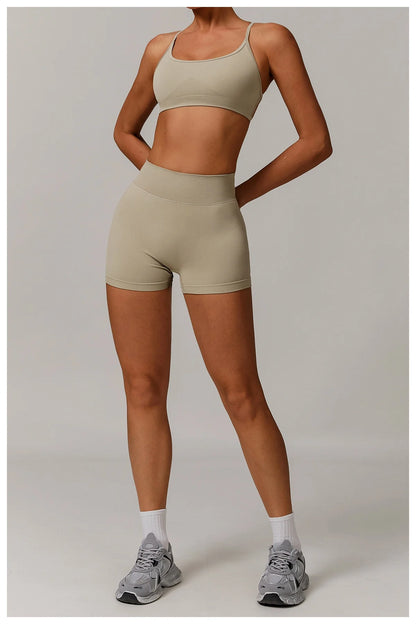 Women's High Waist Yoga Shorts Seamless Butt Lifting Fitness Pants Elastic Tummy Control Solid Outdoor Running Sports Leggings