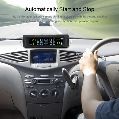 Solar TPMS Tire Pressure Monitoring System Temperature Warning Fuel Save Car Tyre Pressure Monitor 4 External Sensors Cartronics