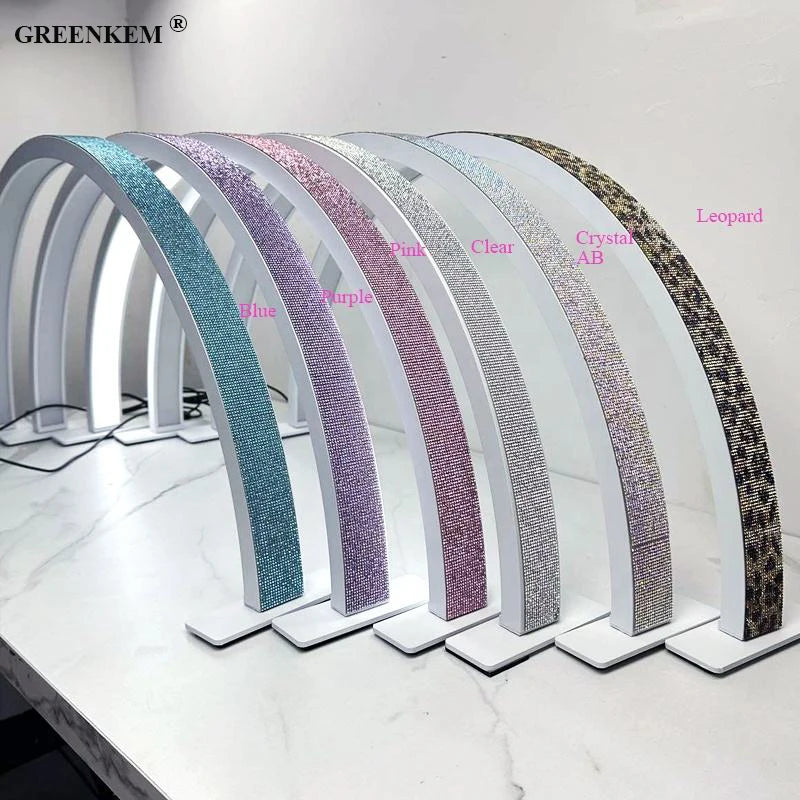 Free Logo Print Wholesale LED Nail Lamp Half-Moon Table Light Rhinestone Pink White Nail Salon Desk Lamp 40W Half Moon Nail Lamp