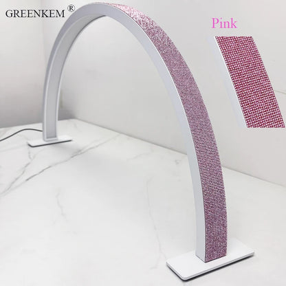 Free Logo Print Wholesale LED Nail Lamp Half-Moon Table Light Rhinestone Pink White Nail Salon Desk Lamp 40W Half Moon Nail Lamp