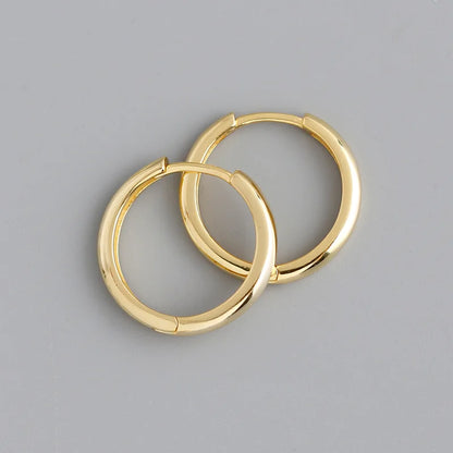 WANTME Real 925 Sterling Silver Minimalist Bohemian Round Ear Buckle for Women Punk Unisex Rock Hoop Earring Jewelry Accessories