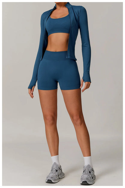 Women's High Waist Yoga Shorts Seamless Butt Lifting Fitness Pants Elastic Tummy Control Solid Outdoor Running Sports Leggings