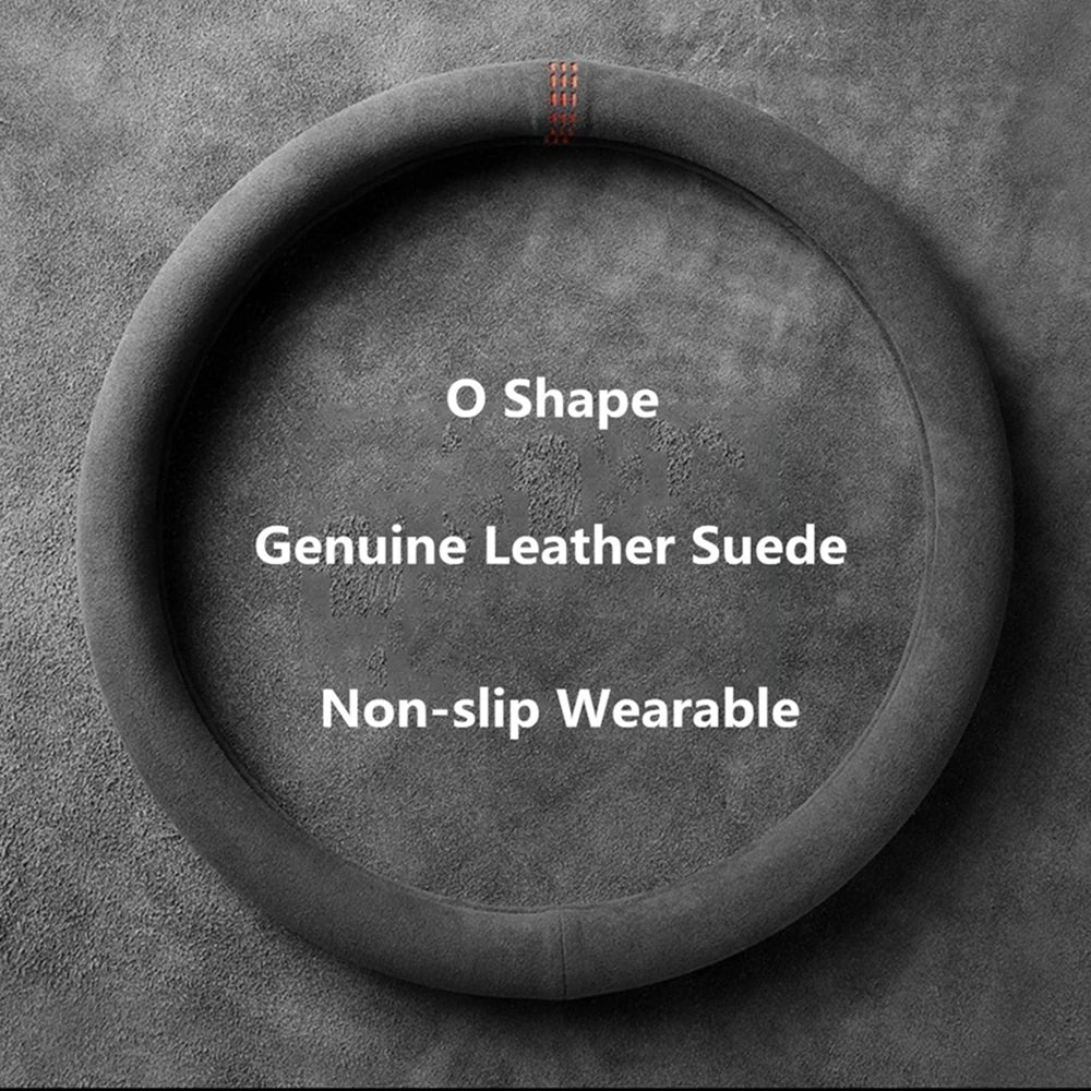 38cm Suede Leather Car Steering Wheel Cover Wear-Resistant For BMW E90 F01 F06 F10 F15 F16 F20 F21 F25 F26 F30 F32 F82 M3 G20 X5