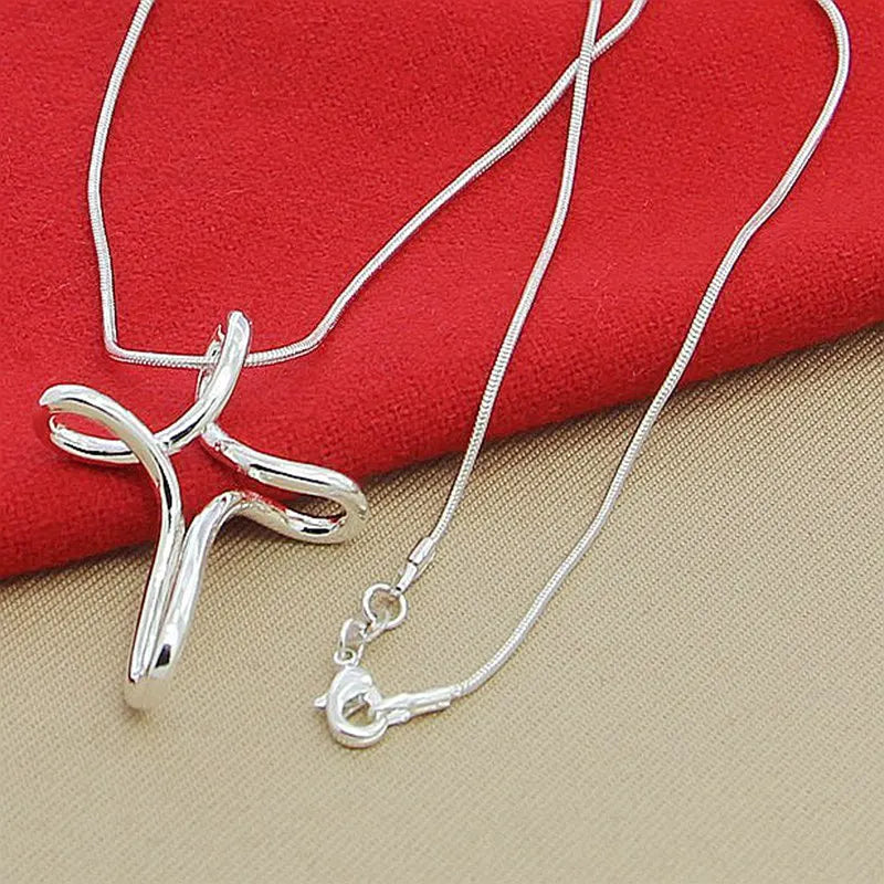 DOTEFFIL 925 Sterling Silver Cross Pendant Necklace 16-30 Inch Snake Chain For Woman Fashion Wedding Engagement Jewelry