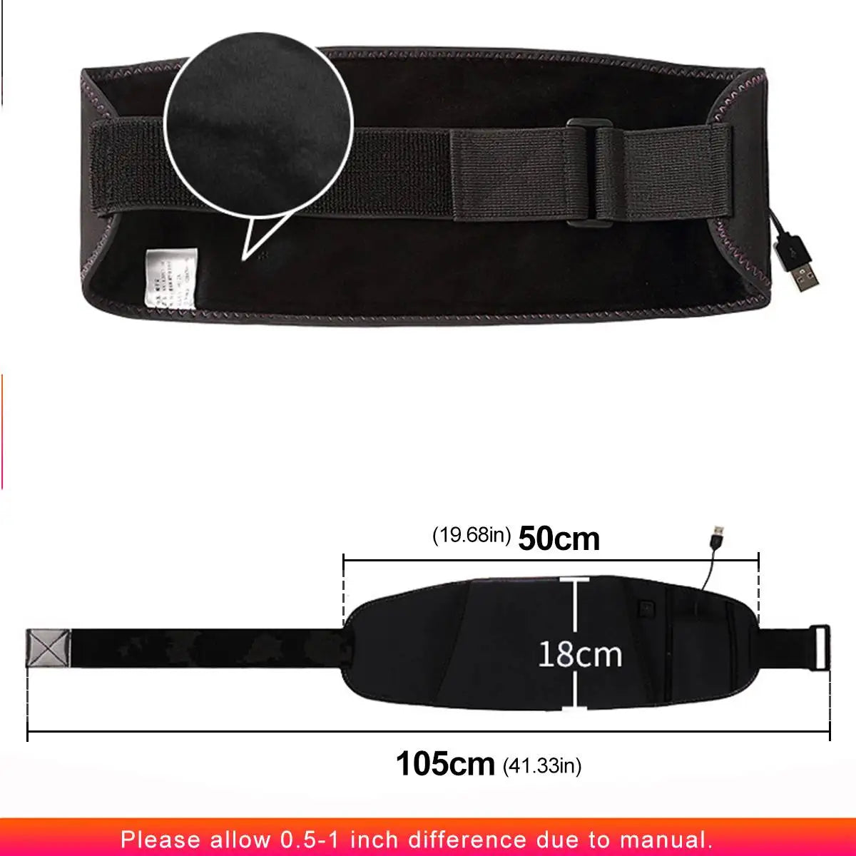 3 Gear Adjustable Waist Far Infrared Hot Compress Electric Heating Therapy Back Waist Support Belt Brace Massage Health Care