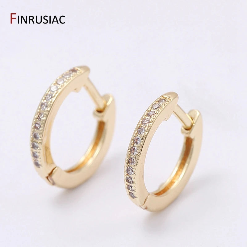 Luxury Zircon Crystal Hoop Earrings For Women Jewelry 14mm*1.8mm Small Round Circle Gold Plated Earrings 2020 New