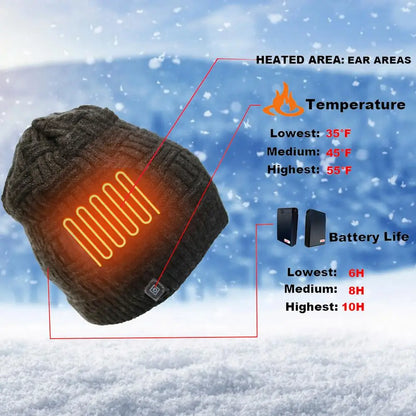 2020 New Washable Heated Hat Battery Heated Beanie Hat Electric Rechargeable Warm Winter Heated Fleece
