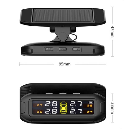 Solar TPMS Tire Pressure Monitoring System Temperature Warning Fuel Save Car Tyre Pressure Monitor 4 External Sensors Cartronics