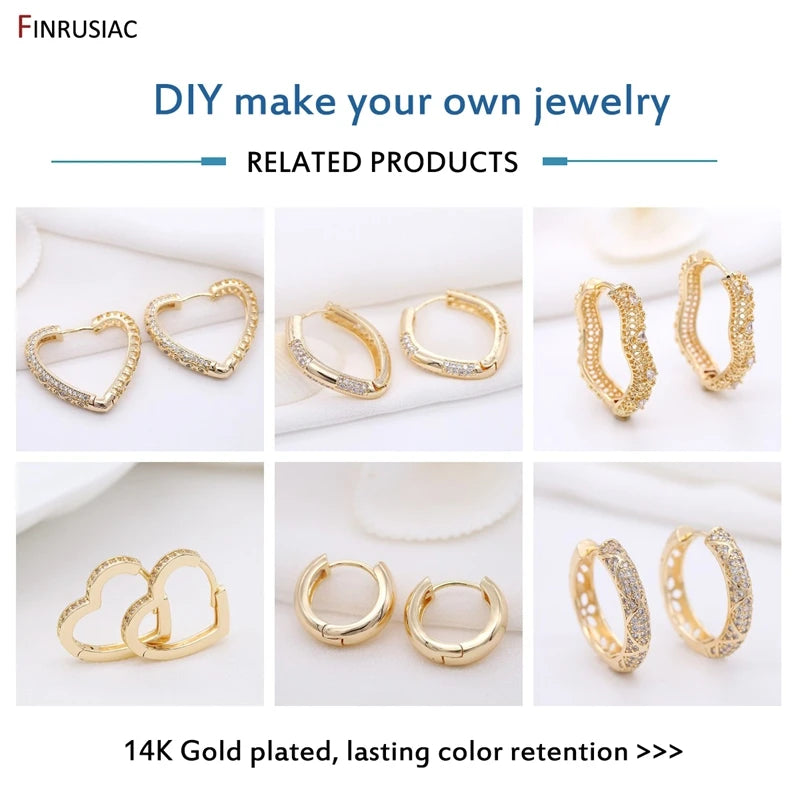 Luxury Zircon Crystal Hoop Earrings For Women Jewelry 14mm*1.8mm Small Round Circle Gold Plated Earrings 2020 New