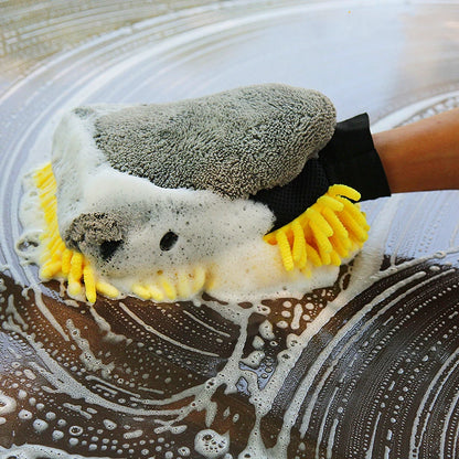 Large Microfiber Car Wash Mitt Waterproof Chenille Gloves Thick Car Cleaning Mitt Wax Detailing Auto Care Double-faced Glove