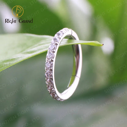 Right Grand G23 Titanium Side Prong Set Half Circle Cubic Zircon Nose Cilcker Conch Piercing 6/8/10/11/12mm Hoops