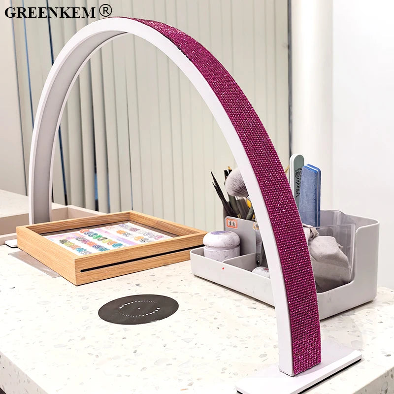 Free Logo Print Wholesale LED Nail Lamp Half-Moon Table Light Rhinestone Pink White Nail Salon Desk Lamp 40W Half Moon Nail Lamp