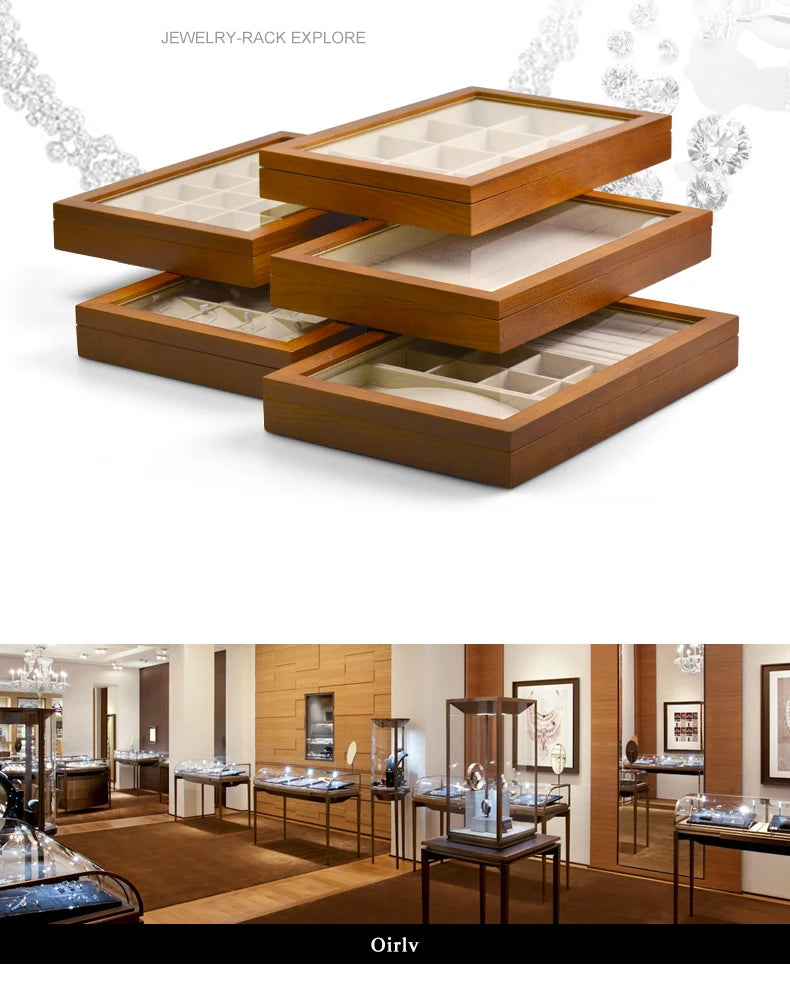 Oirlv wooden jewelry storage box Jewelry Storage Box Jewelry Necklace Pendant Ring Storage Display Box