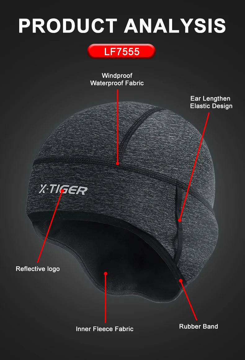 X-TIGER Winter Cycling Cap Windproof Thermal Ski Cap Running Skiing Motocycle Riding Hat Men Women MTB Bike Cycling Headwear