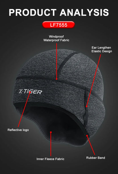 X-TIGER Winter Cycling Cap Windproof Thermal Ski Cap Running Skiing Motocycle Riding Hat Men Women MTB Bike Cycling Headwear