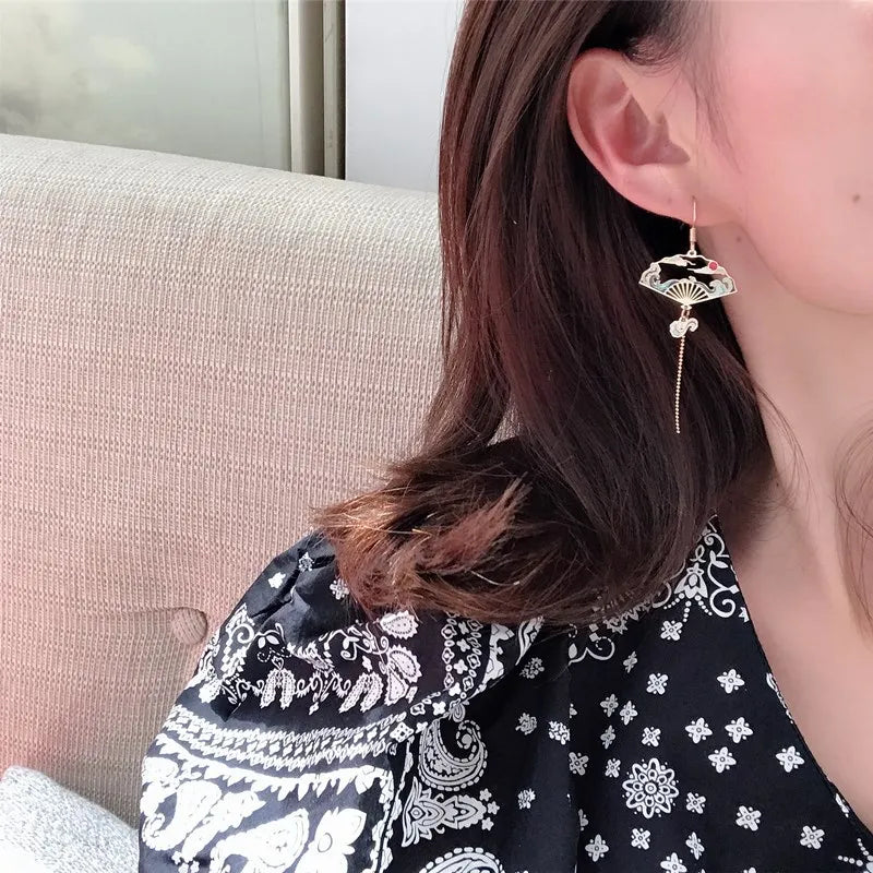 Korean Style Flower Cute Animal Dangle Earrings For Women Moon Stars Kitten Rabbit Balloon Asymmetric Earring Party Jewelry Gift
