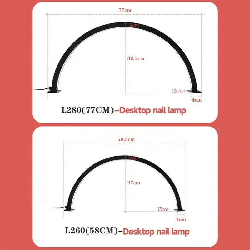Free Logo Print Wholesale LED Nail Lamp Half-Moon Table Light Rhinestone Pink White Nail Salon Desk Lamp 40W Half Moon Nail Lamp