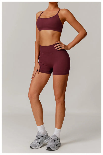 Women's High Waist Yoga Shorts Seamless Butt Lifting Fitness Pants Elastic Tummy Control Solid Outdoor Running Sports Leggings