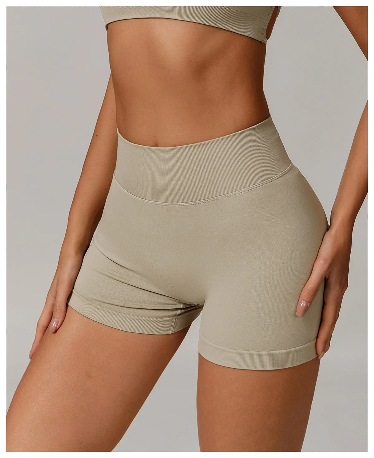 Women's High Waist Yoga Shorts Seamless Butt Lifting Fitness Pants Elastic Tummy Control Solid Outdoor Running Sports Leggings