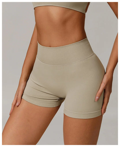 Women's High Waist Yoga Shorts Seamless Butt Lifting Fitness Pants Elastic Tummy Control Solid Outdoor Running Sports Leggings