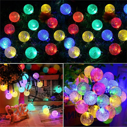 1/2/4PCS Solar String Lights Outdoor 60 Led Crystal Globe Lights with 8 Modes Waterproof Solar Powered Patio Light for Garden