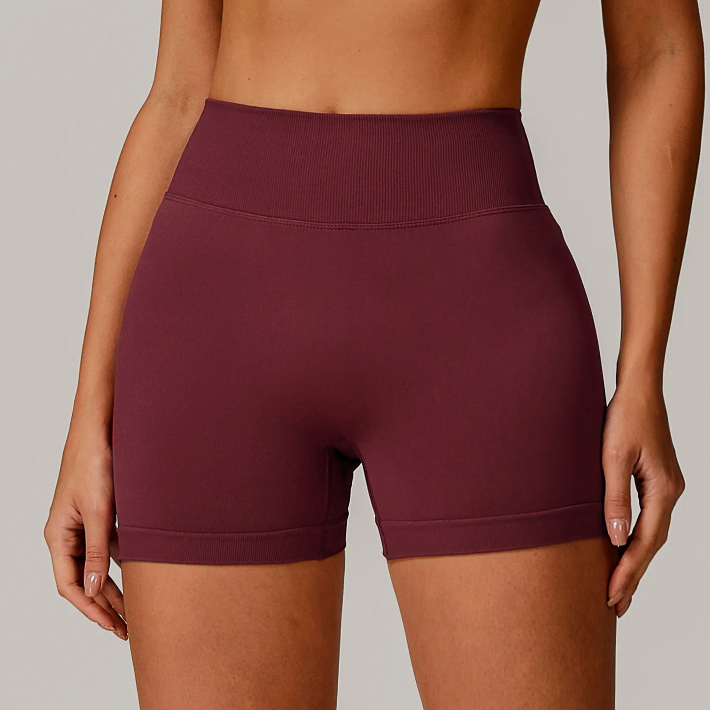Women's High Waist Yoga Shorts Seamless Butt Lifting Fitness Pants Elastic Tummy Control Solid Outdoor Running Sports Leggings