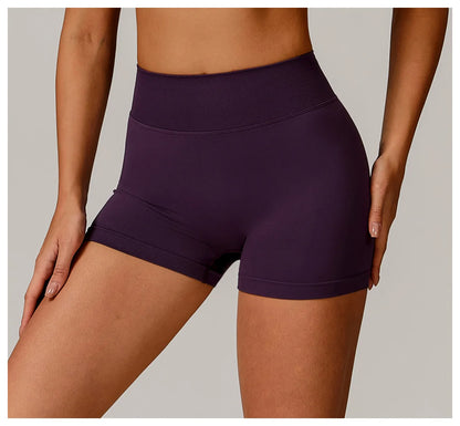 Women's High Waist Yoga Shorts Seamless Butt Lifting Fitness Pants Elastic Tummy Control Solid Outdoor Running Sports Leggings