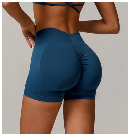 Women's High Waist Yoga Shorts Seamless Butt Lifting Fitness Pants Elastic Tummy Control Solid Outdoor Running Sports Leggings