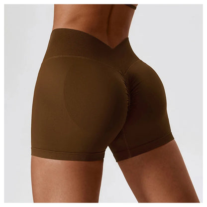 Women's High Waist Yoga Shorts Seamless Butt Lifting Fitness Pants Elastic Tummy Control Solid Outdoor Running Sports Leggings