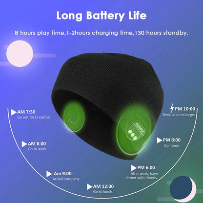 For Men Women Gift Bt Music Soft Warm Beanie Hat Cap With Stereo Headphone Headset Speaker Wireless Mic Hands-free Hat Cap