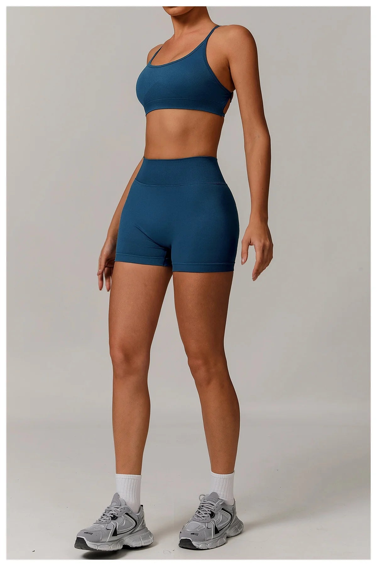 Women's High Waist Yoga Shorts Seamless Butt Lifting Fitness Pants Elastic Tummy Control Solid Outdoor Running Sports Leggings