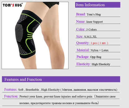1 Pcs Knee Sleeve Support Protector Sport Kneepad Tom's Hug Brand Fitness Running Cycling Braces High Elastic Gym Knee Pad Warm