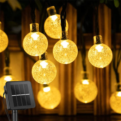 1/2/4PCS Solar String Lights Outdoor 60 Led Crystal Globe Lights with 8 Modes Waterproof Solar Powered Patio Light for Garden